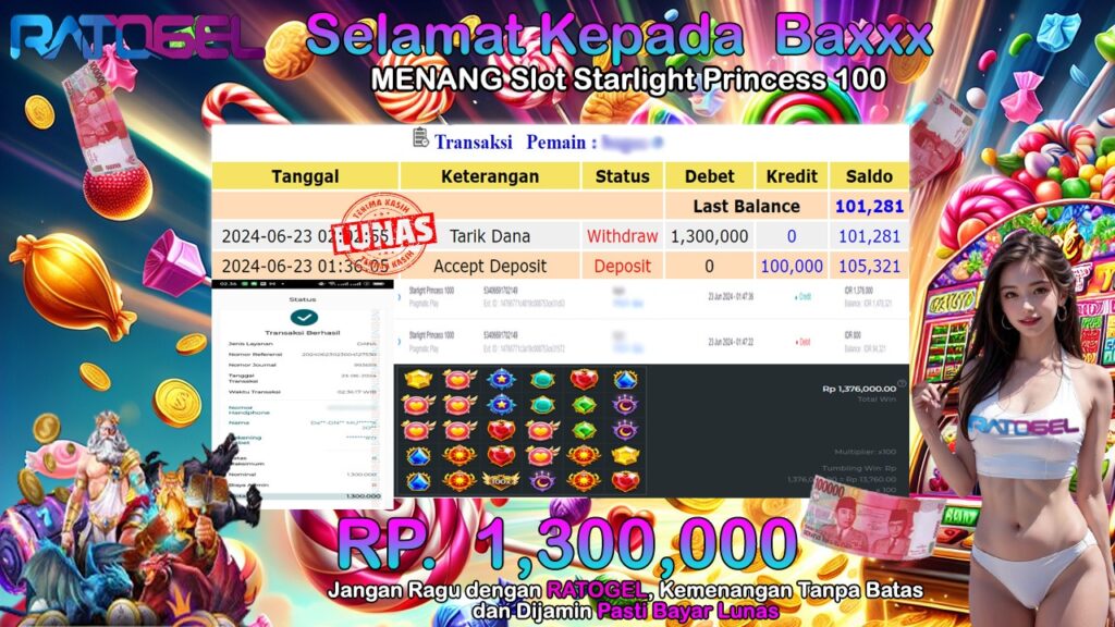 BUKTI JACKPOT SLOT STARLIGHT PRINCESS 1000 TERPERCAYA DI INDONESIA TGL 23-06-2024