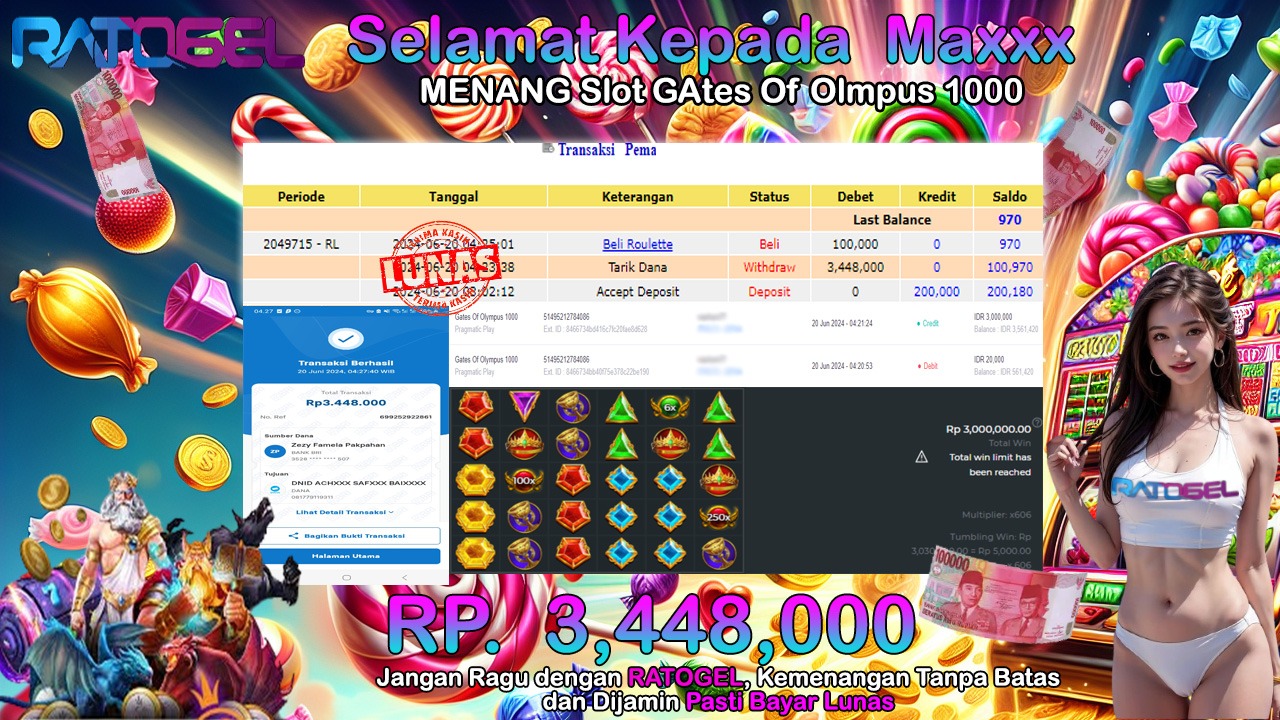 BUKTI JACKPOT SLOT GATES OF OLYMPUS 1000 TERPERCAYA DI INDONESIA TGL 20-06-2024