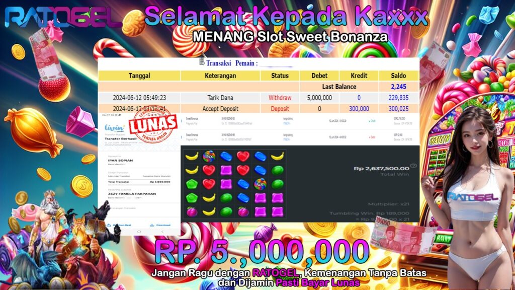 BUKTI JP SLOT SWEET BONANZA TERPERCAYA DI INDONESIA TGL 12-06-2024