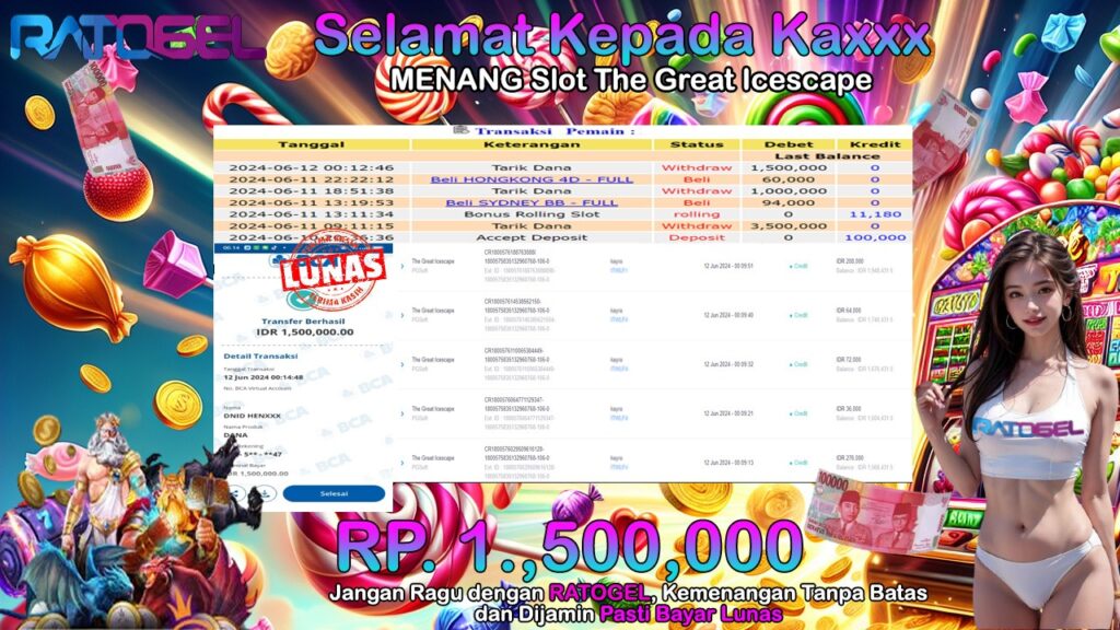 BUKTI JP SLOT THE GREAT ICESCAPE TERPERCAYA DI INDONESIA TGL 12-06-2024