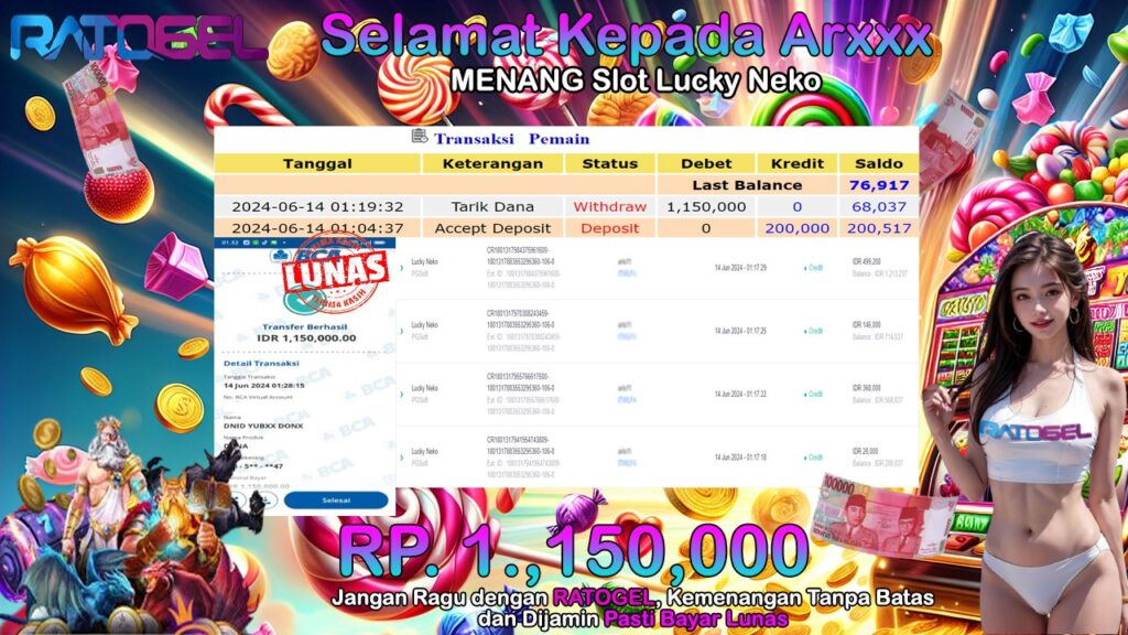 BUKTI JACKPOT SLOT LUCKY NEKO TERPERCAYA DI INDONESIA TGL 14-06-2024