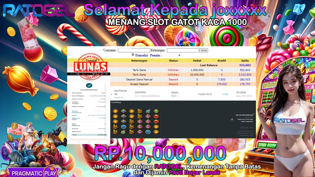 BUKTI JACKPOT SLOT GATES OF GATOT KACA 1000 TERPERCAYA DI INDONESIA TGL 11-07-2024