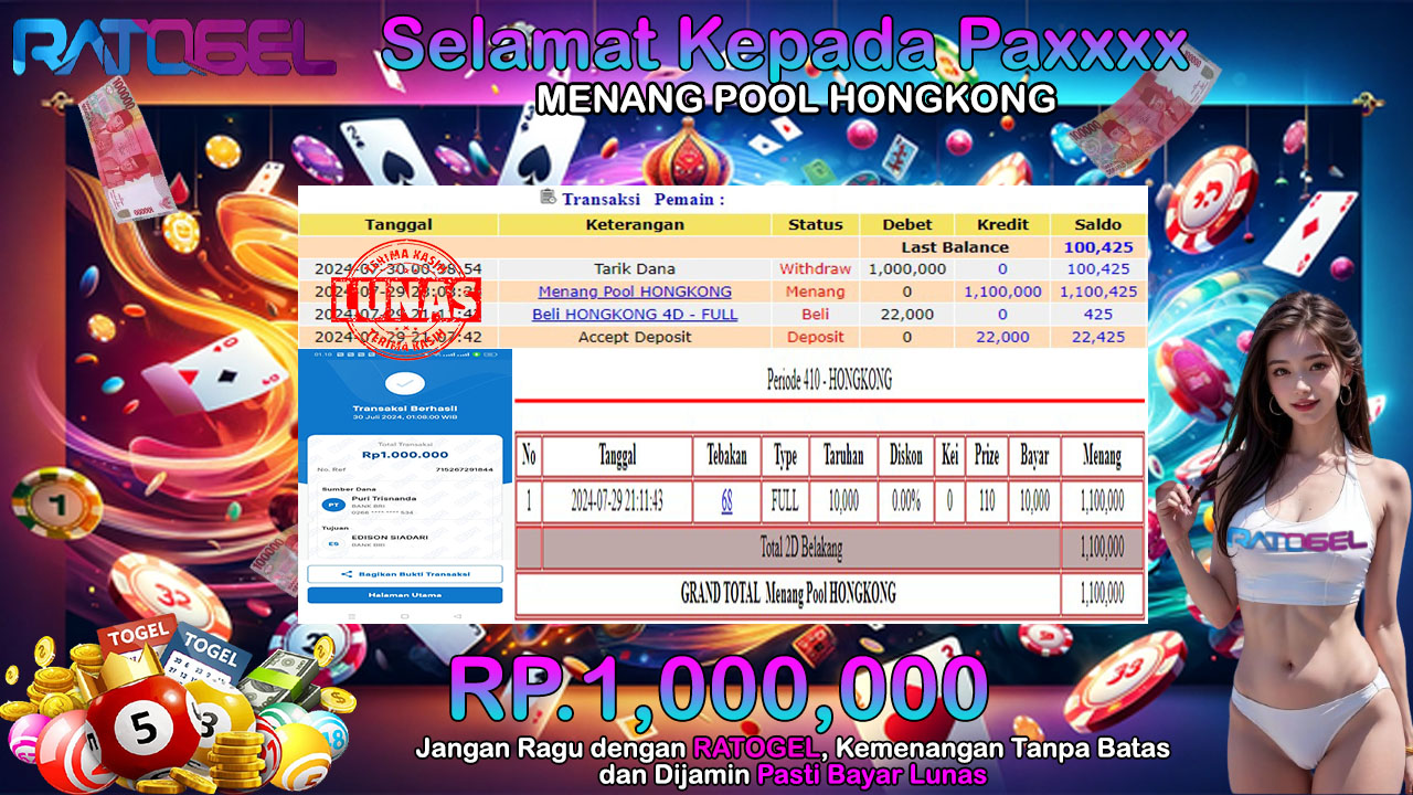 BUKTI JACKPOT TOGEL POOL HONGKONG TERPERCAYA DI INDONESIA TGL 30-07-2024