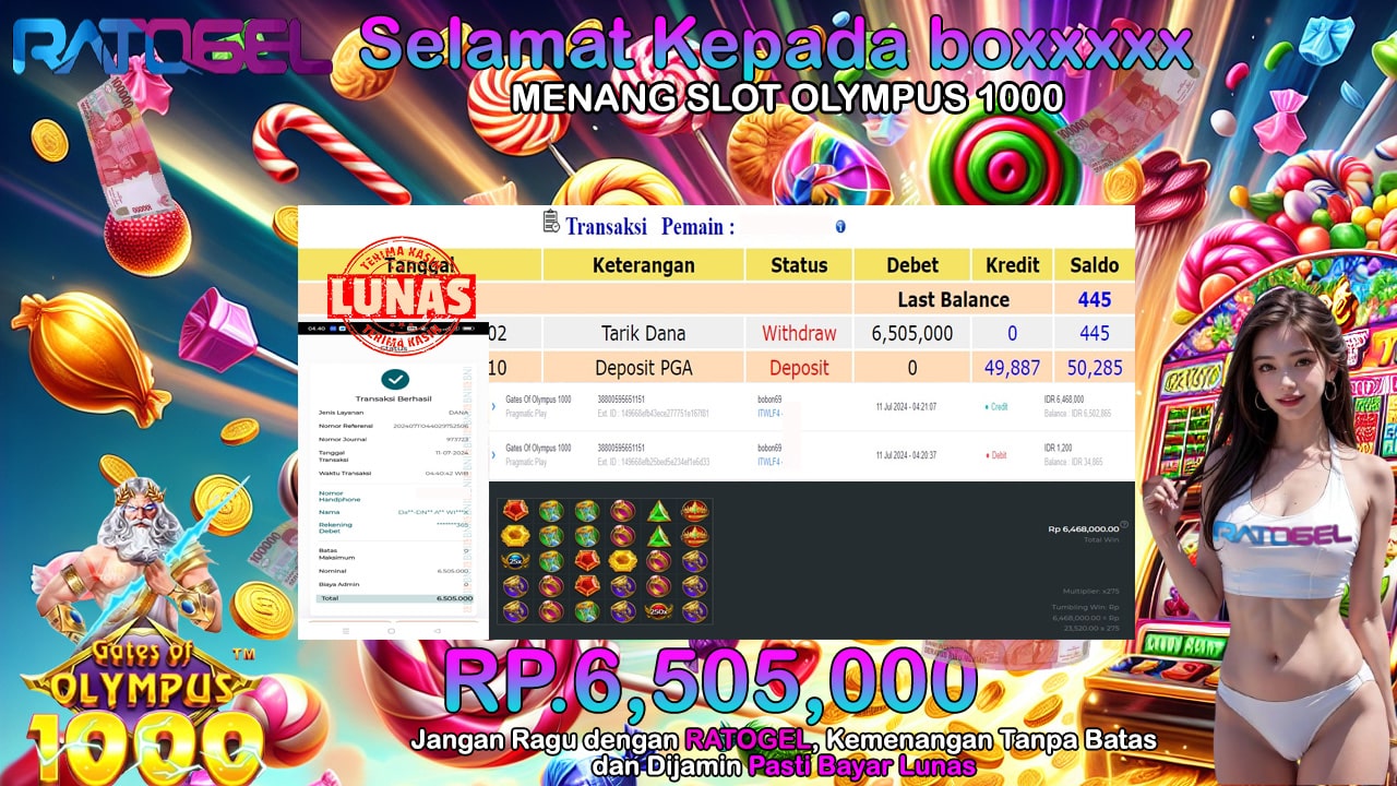 BUKTI JACKPOT SLOT GATES OF OLYMPUS 1000 TERPERCAYA DI INDONESIA TGL 11-07-2024