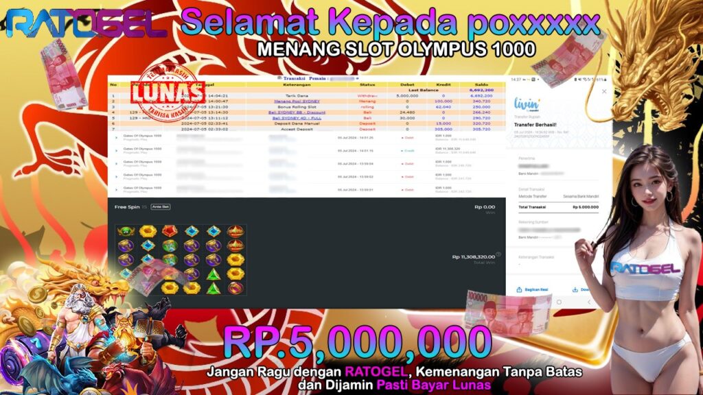 BUKTI JACKPOT SLOT GATES OF OLYMPUS 1000 TERPERCAYA DI INDONESIA TGL 05-07-2024