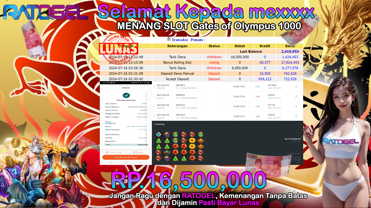 BUKTI JACKPOT SLOT GATES OF OLYMPUS 1000 TERPERCAYA DI INDONESIA TGL 16-07-2024