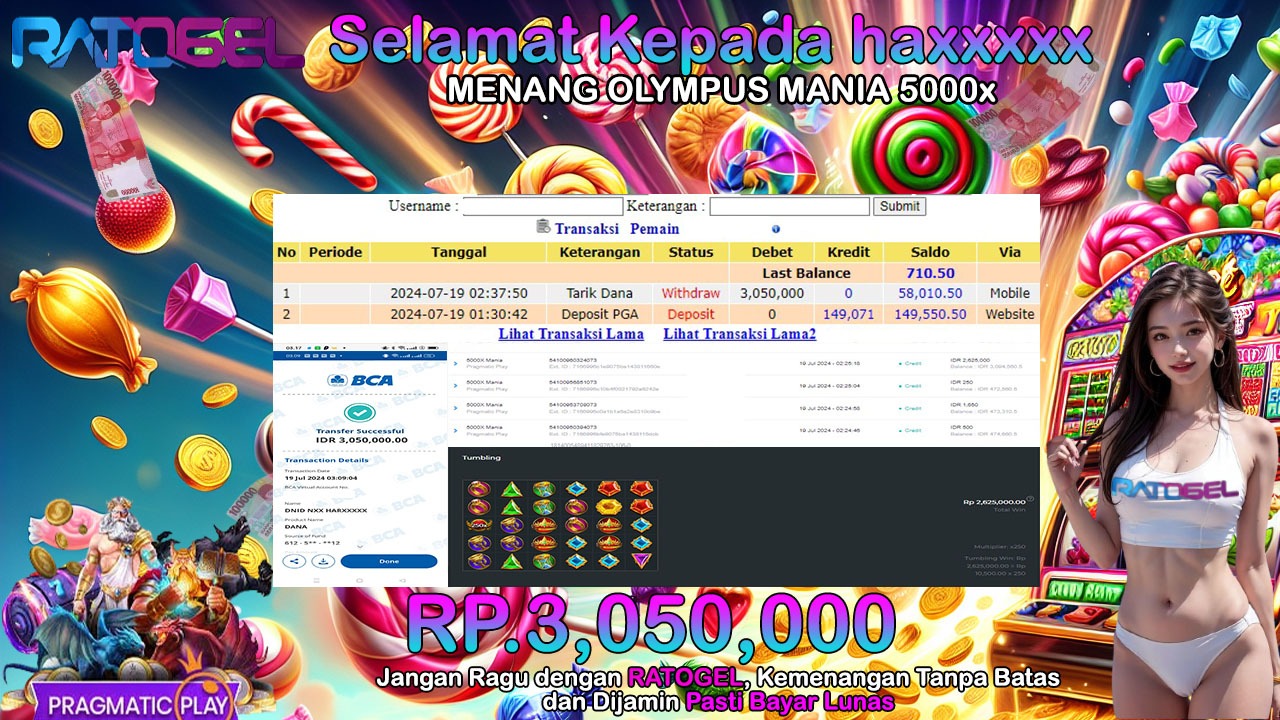 BUKTI JACKPOT SLOT GATES OF OLYMPUS MANIA 5000X TERPERCAYA DI INDONESIA TGL 19-07-2024