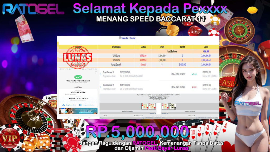 BUKTI JACKPOT SPEED BACCARAT 11  TERPERCAYA DI INDONESIA TGL 06-08-2024