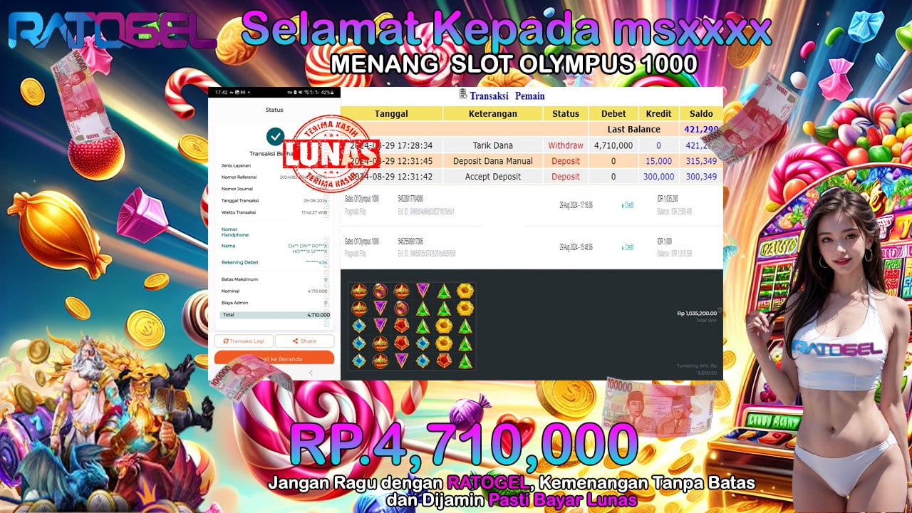 BUKTI JACKPOT SLOT GATES OF OLYMPUS 1000 TERPERCAYA DI INDONESIA TGL 29-08-2024